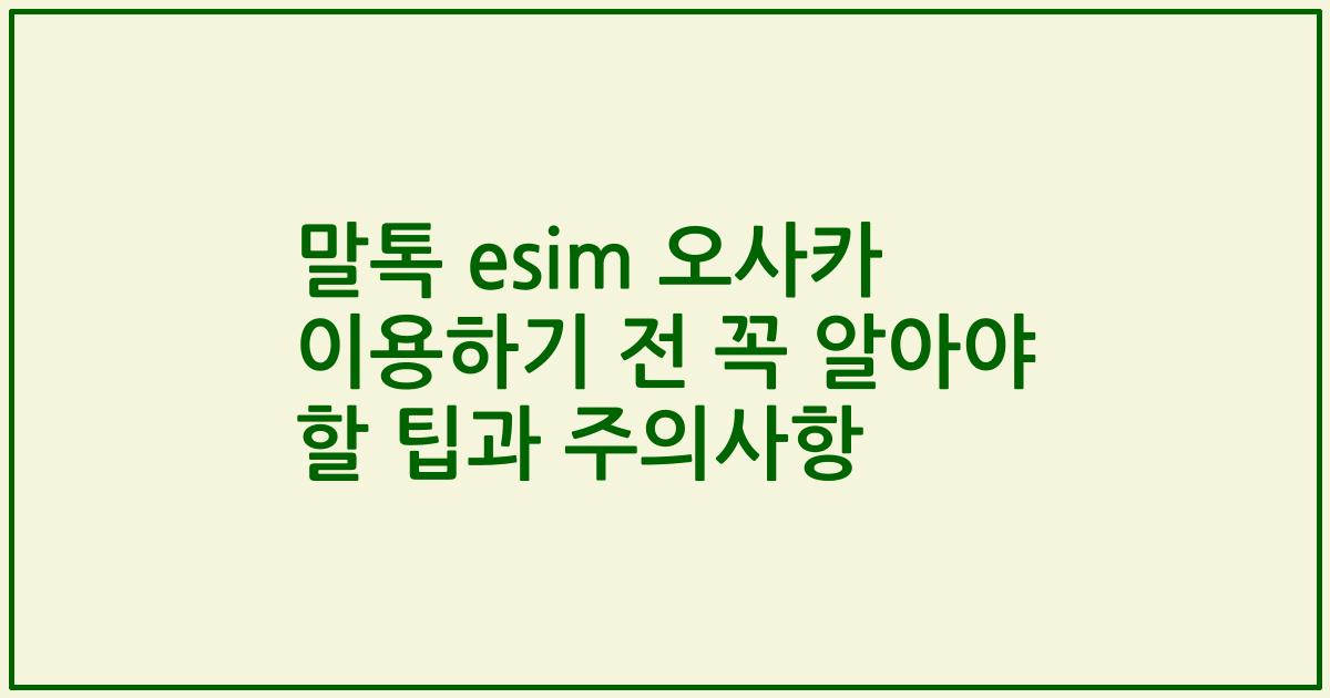 말톡 esim 오사카 이용하기 전 꼭 알아야 할 팁과 주의사항