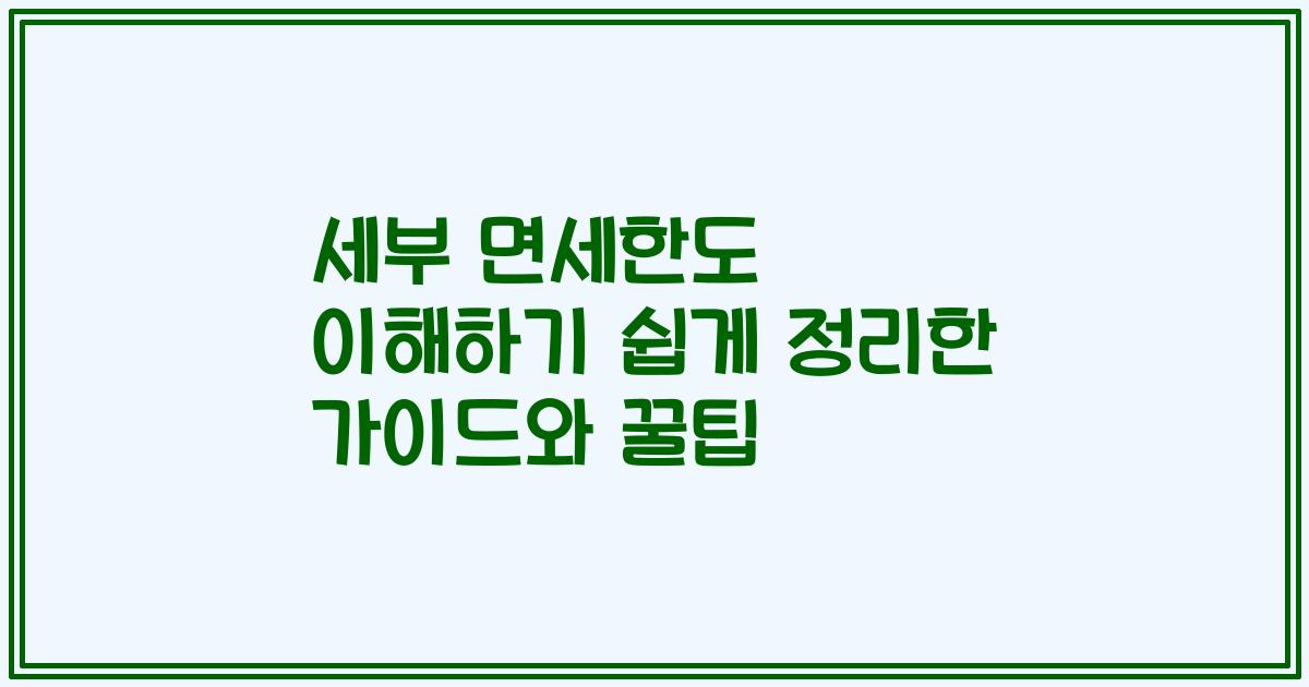 세부 면세한도 이해하기 쉽게 정리한 가이드와 꿀팁