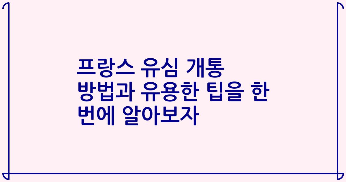 프랑스 유심 개통 방법과 유용한 팁을 한 번에 알아보자